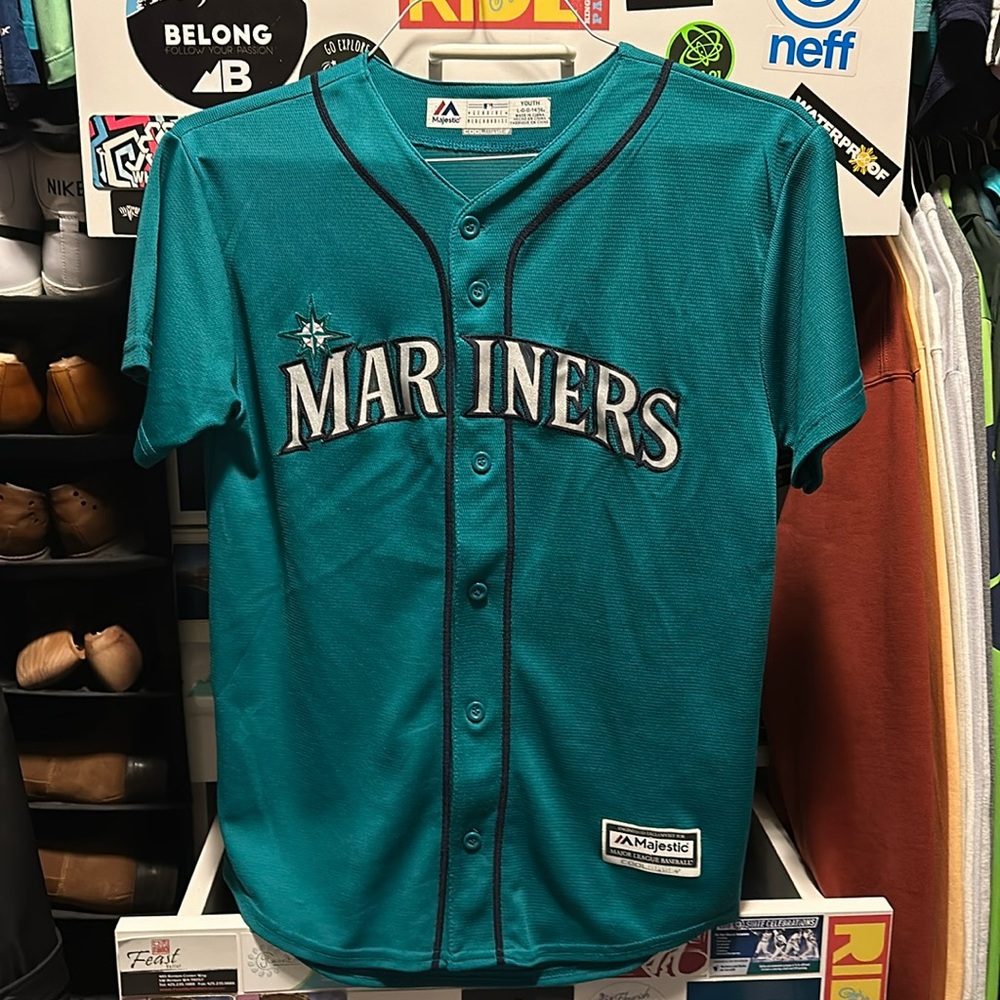 Seattle Mariners Majestic Teal Youth Jersey Blank | Large 14-16
